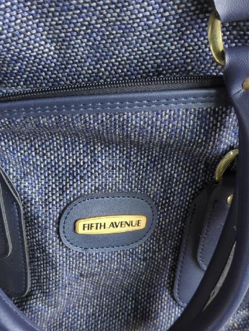 Fifth Avenue Navy Tweed Vintage Satchel - Classic Structured Carry On Bag